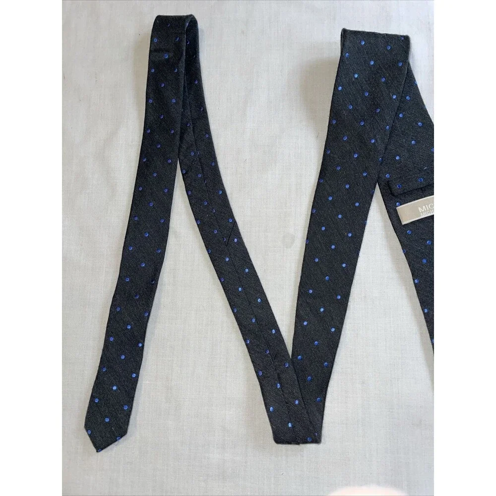 Michael Kors Dress Tie Men’s Size 58” Gray Dotted Silk Blend Designer